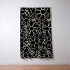 Retro Garden Flowers Contemporary Modern Black and Cream Minimalist Pattern Window Curtain Gallery Image 3