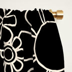 Retro Garden Flowers Contemporary Modern Black and Cream Minimalist Pattern Window Curtain Gallery Image 2
