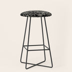 Retro Garden Flowers Contemporary Modern Black and Cream Minimalist Pattern Stool Gallery Image 1