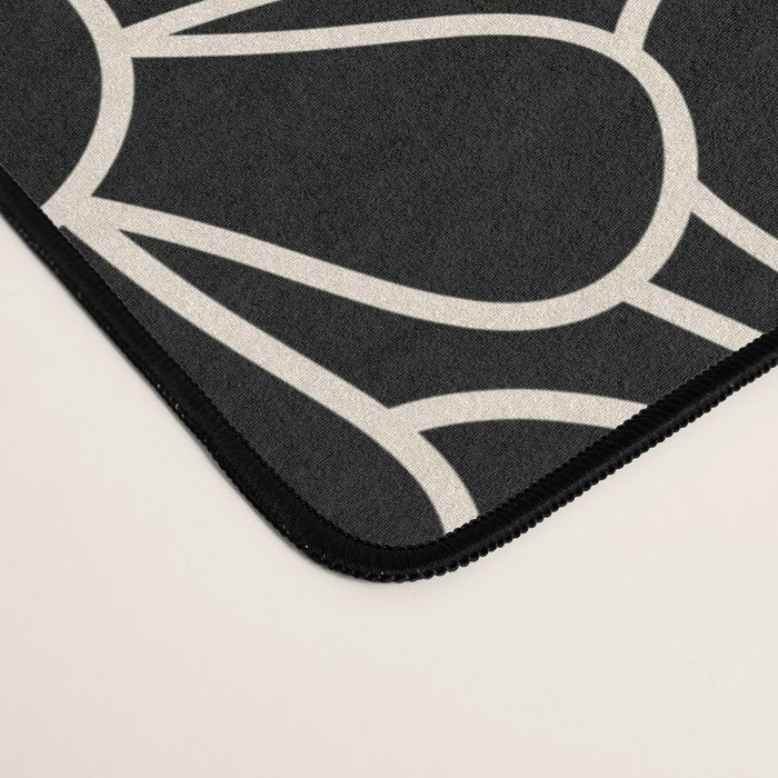 Retro Garden Flowers Contemporary Modern Black and Cream Minimalist Pattern Desk Mat Gallery Image 4