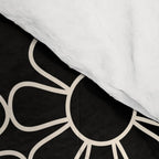 Retro Garden Flowers Contemporary Modern Black and Cream Minimalist Pattern Comforter Gallery Image 4