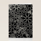 Retro Garden Flowers Contemporary Modern Black and Cream Minimalist Pattern Stationery Card Gallery Image 2