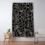 Retro Garden Flowers Contemporary Modern Black and Cream Minimalist Pattern Window Curtain Gallery Image 5