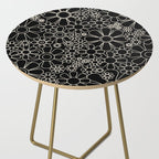 Retro Garden Flowers Contemporary Modern Black and Cream Minimalist Pattern Side Table Gallery Image 2
