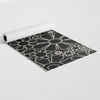 Retro Garden Flowers Contemporary Modern Black and Cream Minimalist Pattern Yoga Mat Gallery Image 2