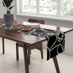 Retro Garden Flowers Contemporary Modern Black and Cream Minimalist Pattern Table Runner Gallery Image 2