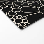 Retro Garden Flowers Contemporary Modern Black and Cream Minimalist Pattern Welcome Mat Gallery Image 2