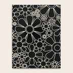Retro Garden Flowers Contemporary Modern Black and Cream Minimalist Pattern Notebook Gallery Image 4
