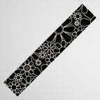 Retro Garden Flowers Contemporary Modern Black and Cream Minimalist Pattern Table Runner Gallery Image 3