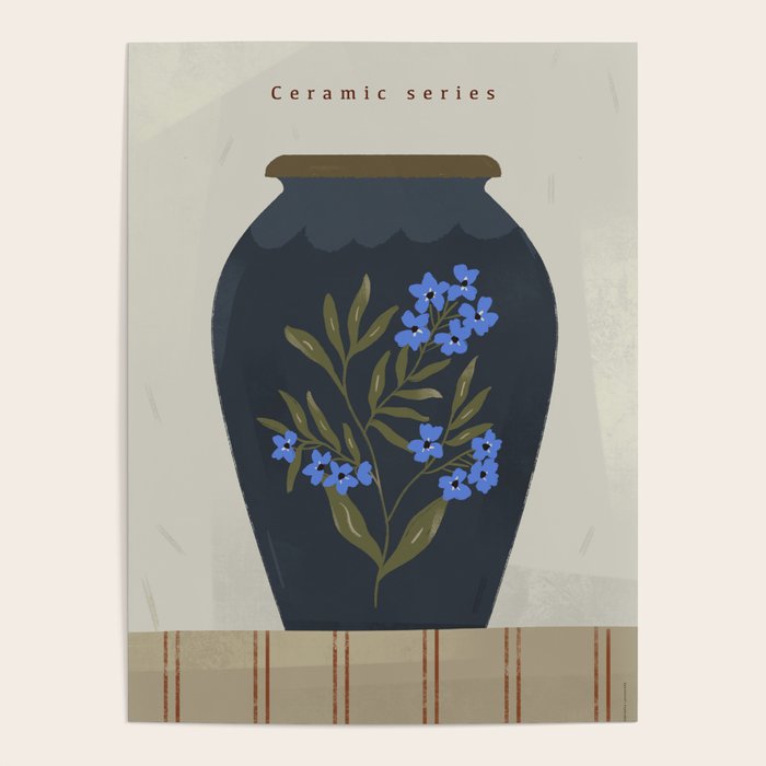  blue jug with floral ornament  Poster Gallery Image 4