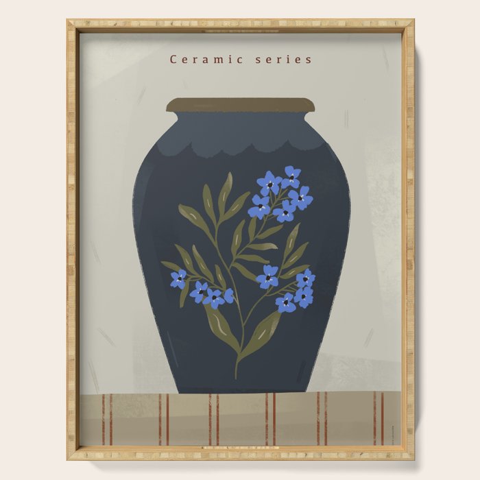  blue jug with floral ornament  Serving Tray Gallery Image 1