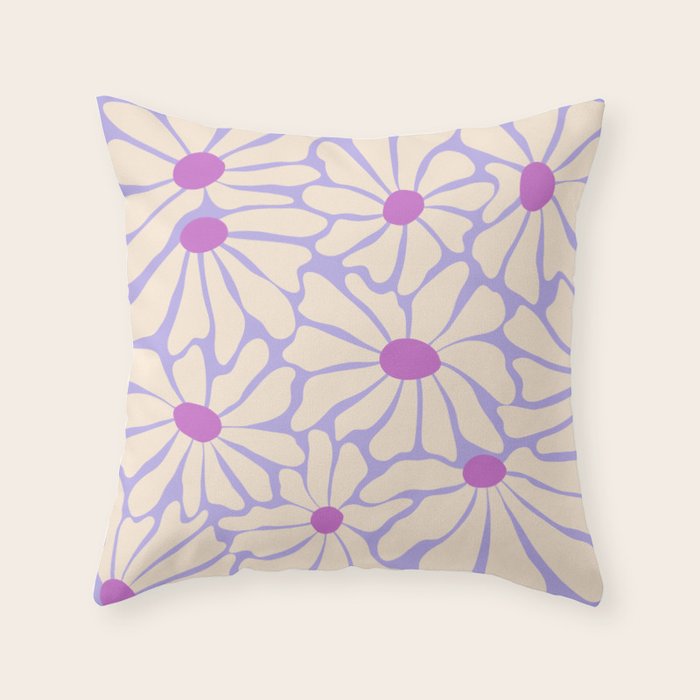 Big Groovy Flower - Purple Throw Pillow Gallery Image 1