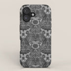Gothic Halloween Damask - grayscale  iPhone Case Gallery Image 1