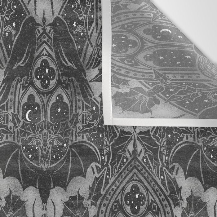 Gothic Halloween Damask - grayscale  Wall Tapestry Gallery Image 3