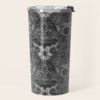 Gothic Halloween Damask - grayscale  Travel Mug Gallery Image 2