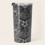 Gothic Halloween Damask - grayscale  Travel Mug Gallery Image 3