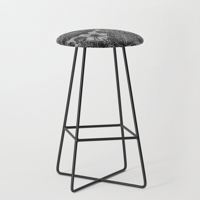 Gothic Halloween Damask - grayscale  Stool Gallery Image 1