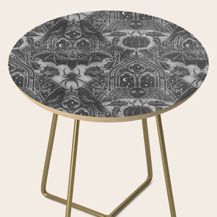 Gothic Halloween Damask - grayscale  Side Table Gallery Image 2