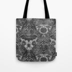 Gothic Halloween Damask - grayscale  Tote Bag Gallery Image 1