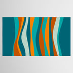 Liquid Stripes in Rust Orange Aqua Turquoise Teal  Tablecloth Gallery Image 2