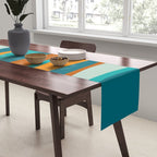 Liquid Stripes in Rust Orange Aqua Turquoise Teal  Table Runner Gallery Image 2
