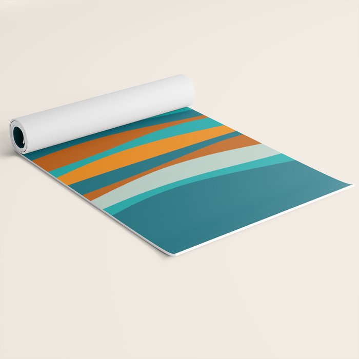 Liquid Stripes in Rust Orange Aqua Turquoise Teal  Yoga Mat Gallery Image 2