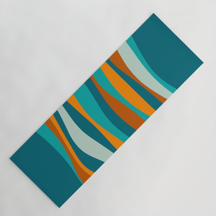 Liquid Stripes in Rust Orange Aqua Turquoise Teal  Yoga Mat Gallery Image 1