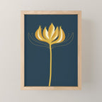  Fleur Exotique - Floral Minimalism in Mustard and Navy  Mini Art Print Gallery Image 1