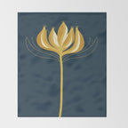  Fleur Exotique - Floral Minimalism in Mustard and Navy  Throw Blanket Gallery Image 2