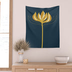  Fleur Exotique - Floral Minimalism in Mustard and Navy  Wall Tapestry Gallery Image 2