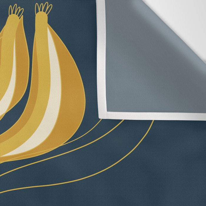  Fleur Exotique - Floral Minimalism in Mustard and Navy  Wall Tapestry Gallery Image 3