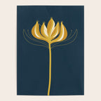  Fleur Exotique - Floral Minimalism in Mustard and Navy  Poster Gallery Image 4