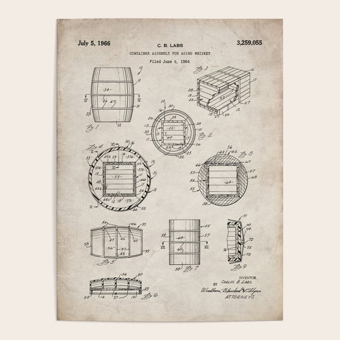 Whisky Barrel Patent - Whisky Art - Antique Poster Gallery Image 4