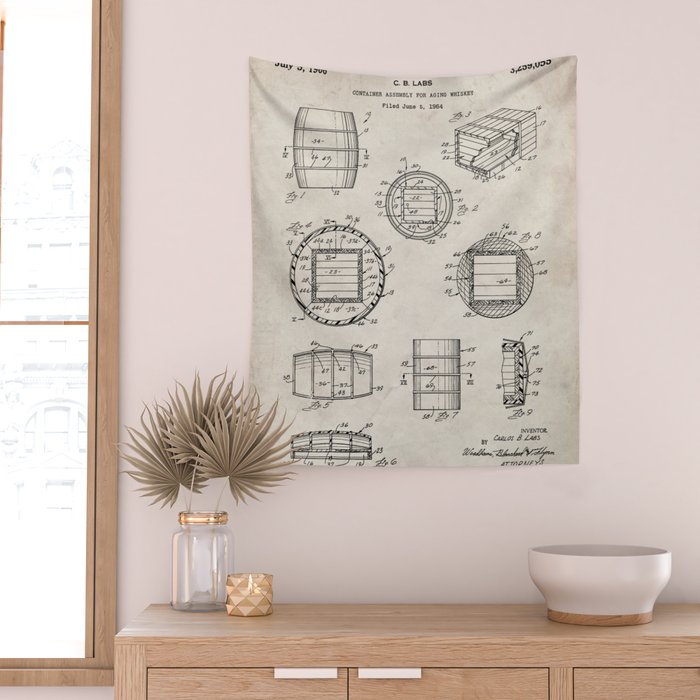 Whisky Barrel Patent - Whisky Art - Antique Wall Tapestry Gallery Image 2