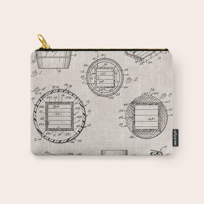 Whisky Barrel Patent - Whisky Art - Antique Carry All Pouch Gallery Image 1