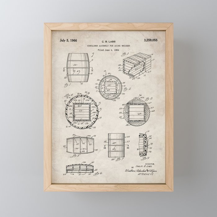 Whisky Barrel Patent - Whisky Art - Antique Mini Art Print Gallery Image 1