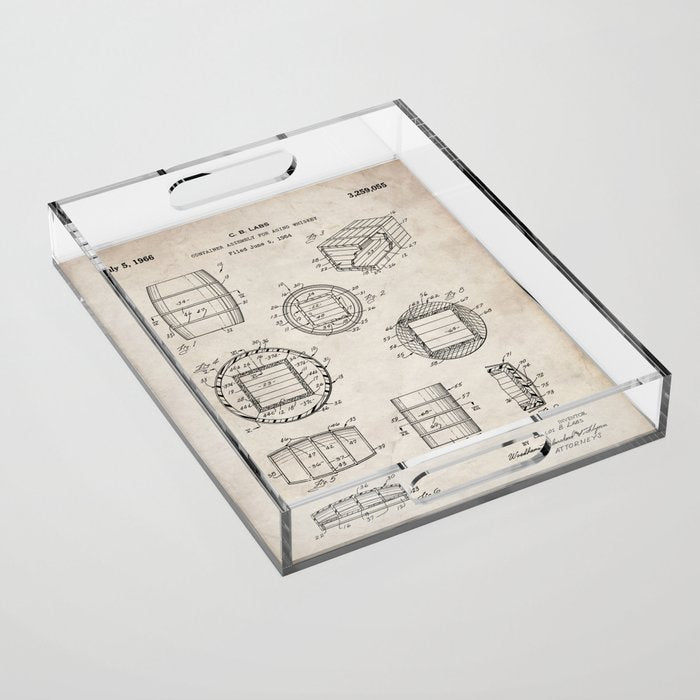 Whisky Barrel Patent - Whisky Art - Antique Acrylic Tray Gallery Image 1