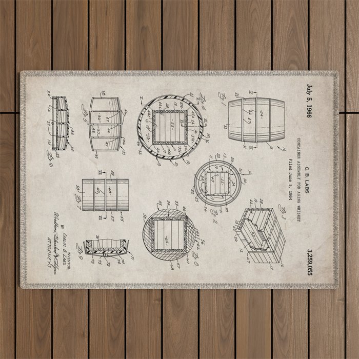 Whisky Barrel Patent - Whisky Art - Antique Outdoor Rug Gallery Image 1