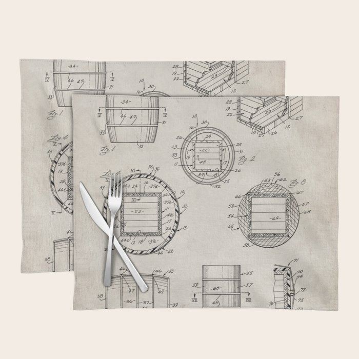 Whisky Barrel Patent - Whisky Art - Antique Placemat Gallery Image 1