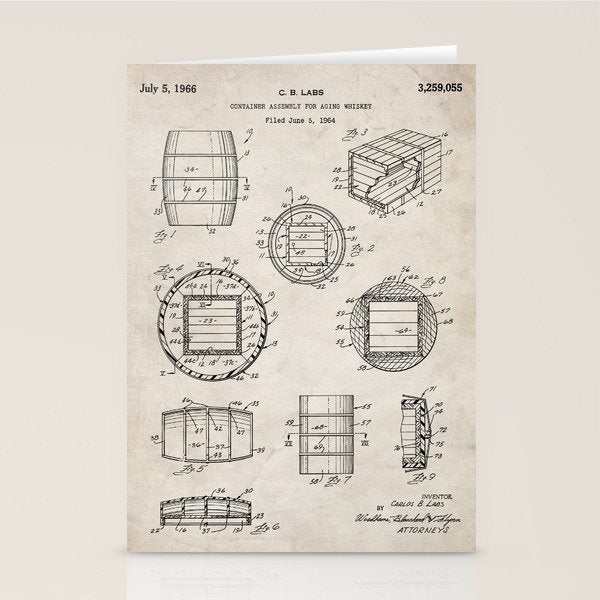 Whisky Barrel Patent - Whisky Art - Antique Stationery Card Gallery Image 2