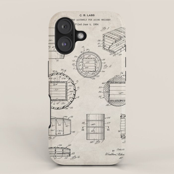 Whisky Barrel Patent - Whisky Art - Antique iPhone Case Gallery Image 1