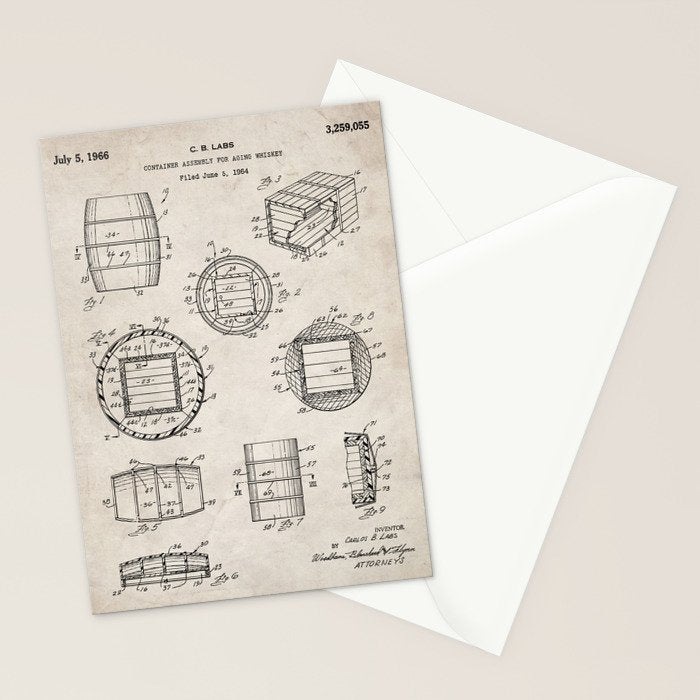 Whisky Barrel Patent - Whisky Art - Antique Stationery Card Gallery Image 2