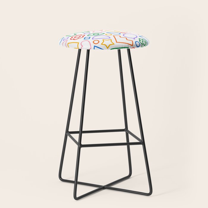 Abstract colorful doodle shape art pattern Stool Gallery Image 1