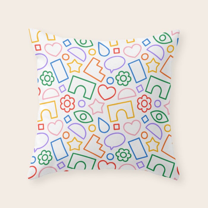 Abstract colorful doodle shape art pattern Throw Pillow Gallery Image 6