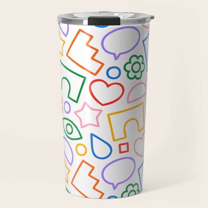 Abstract colorful doodle shape art pattern Travel Mug Gallery Image 1