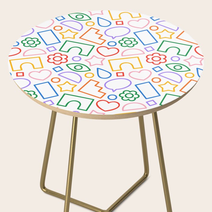 Abstract colorful doodle shape art pattern Side Table Gallery Image 2
