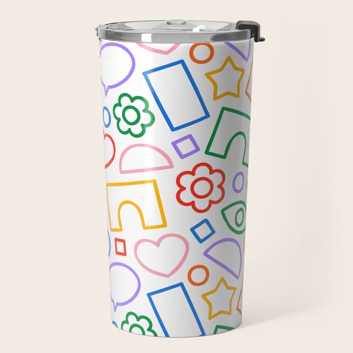 Abstract colorful doodle shape art pattern Travel Mug Gallery Image 2