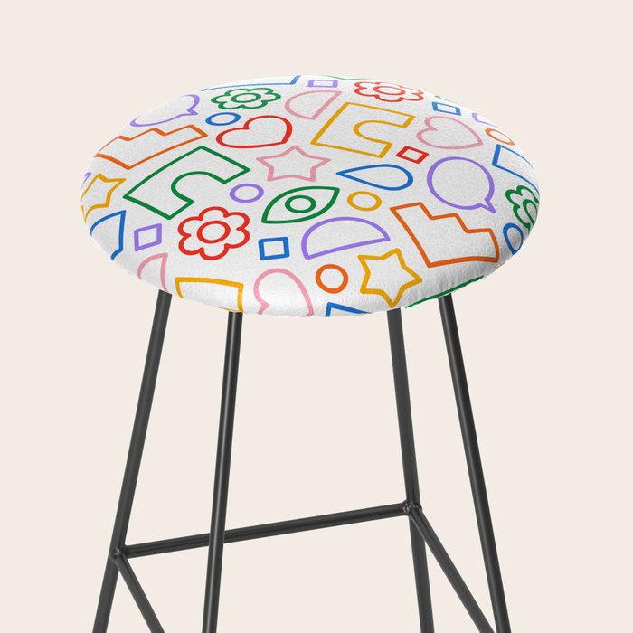 Abstract colorful doodle shape art pattern Stool Gallery Image 2