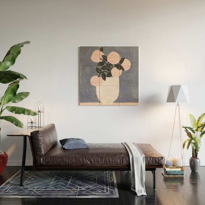 Posy Blue Wood Wall Art Gallery Image 2