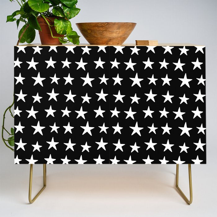 Star Pattern White On Black Credenza Gallery Image 1